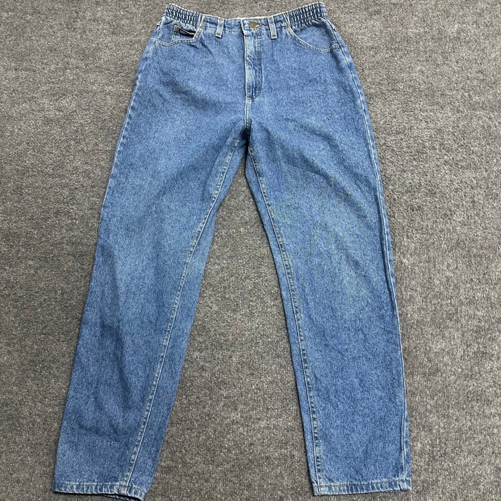 Lee Jeans Womens Size 12 Blue High Waist Elastic Cotton Made in USA Straight Leg